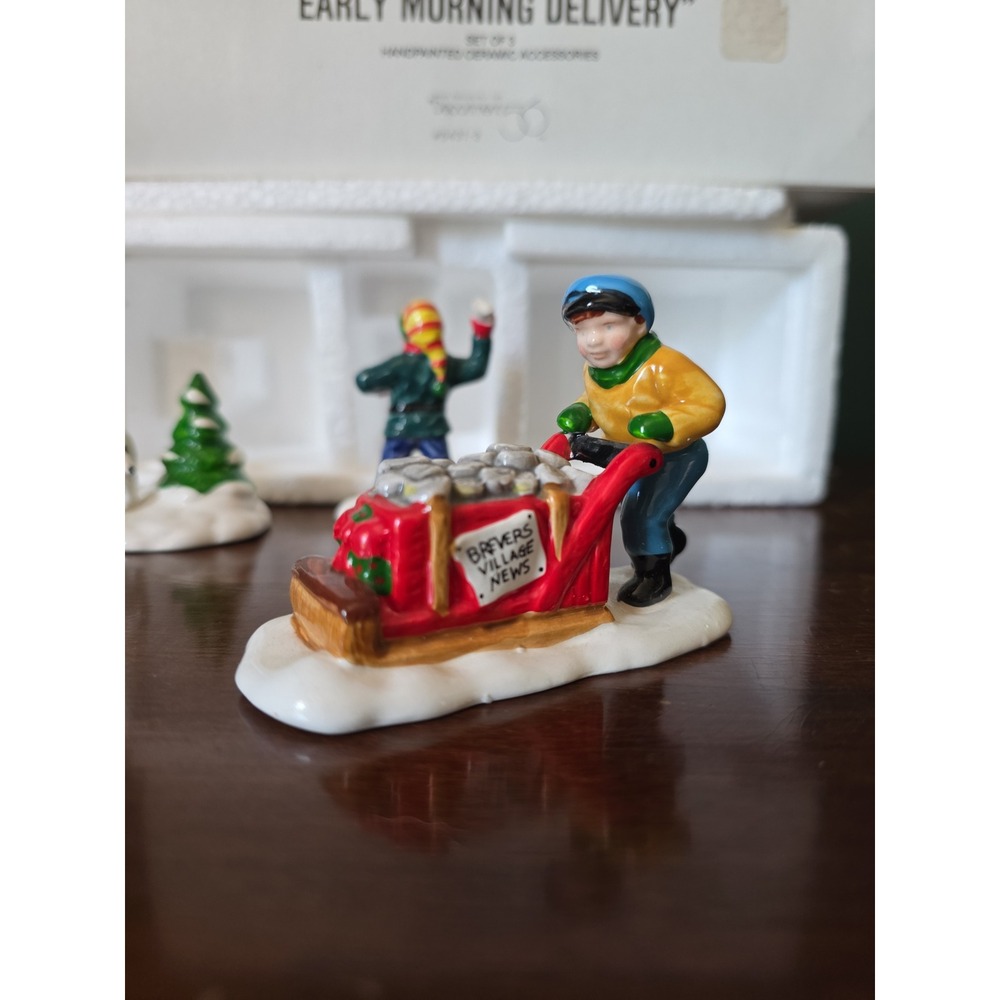 Dept 56 Snow Village Early Morning Delivery Set of 3 Ceramic Figurines 5431-3 - Picture 5 of 14